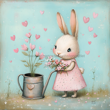 Easter Sign, Bunny Hearts,, DCO-12645, Sign For Wreath, 10x10
